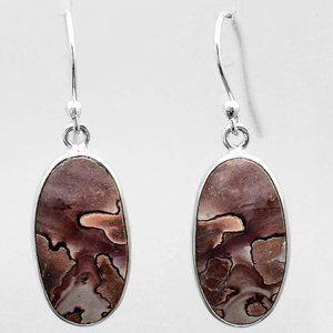 Coffee Bean Jasper solid silver earrings